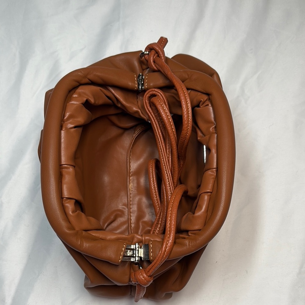 Elegant Camel Brown Clutch Bag w/Strap